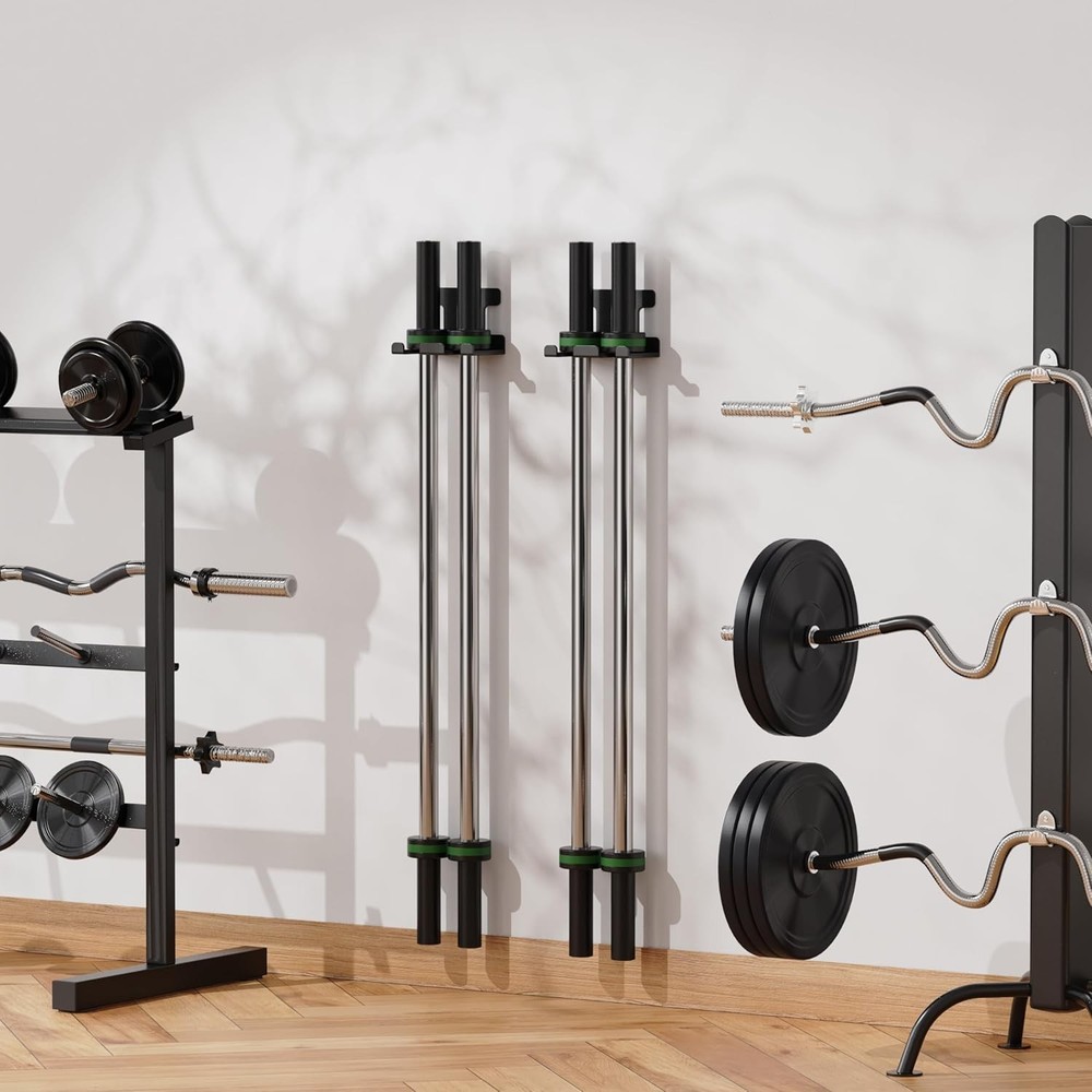 Barbell Rack Holder Wall Mount Storage Double Bar