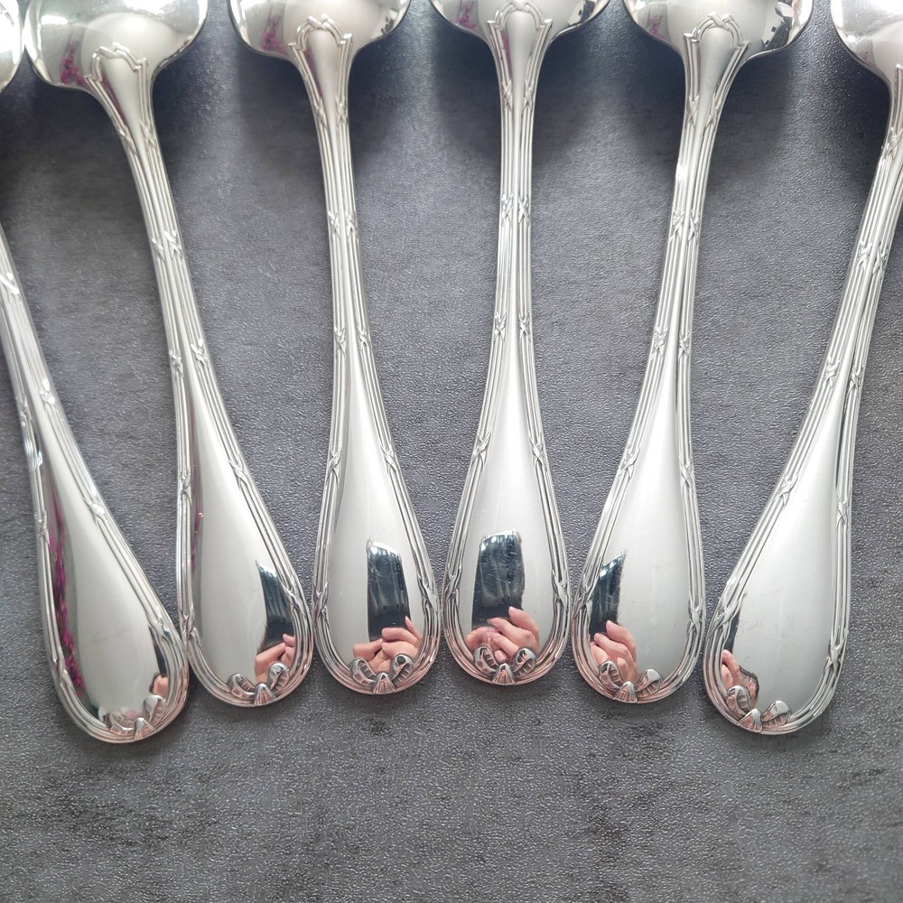 Christofle Rubans Standard Spoon 6pcs Silverplate Flatware Excellent