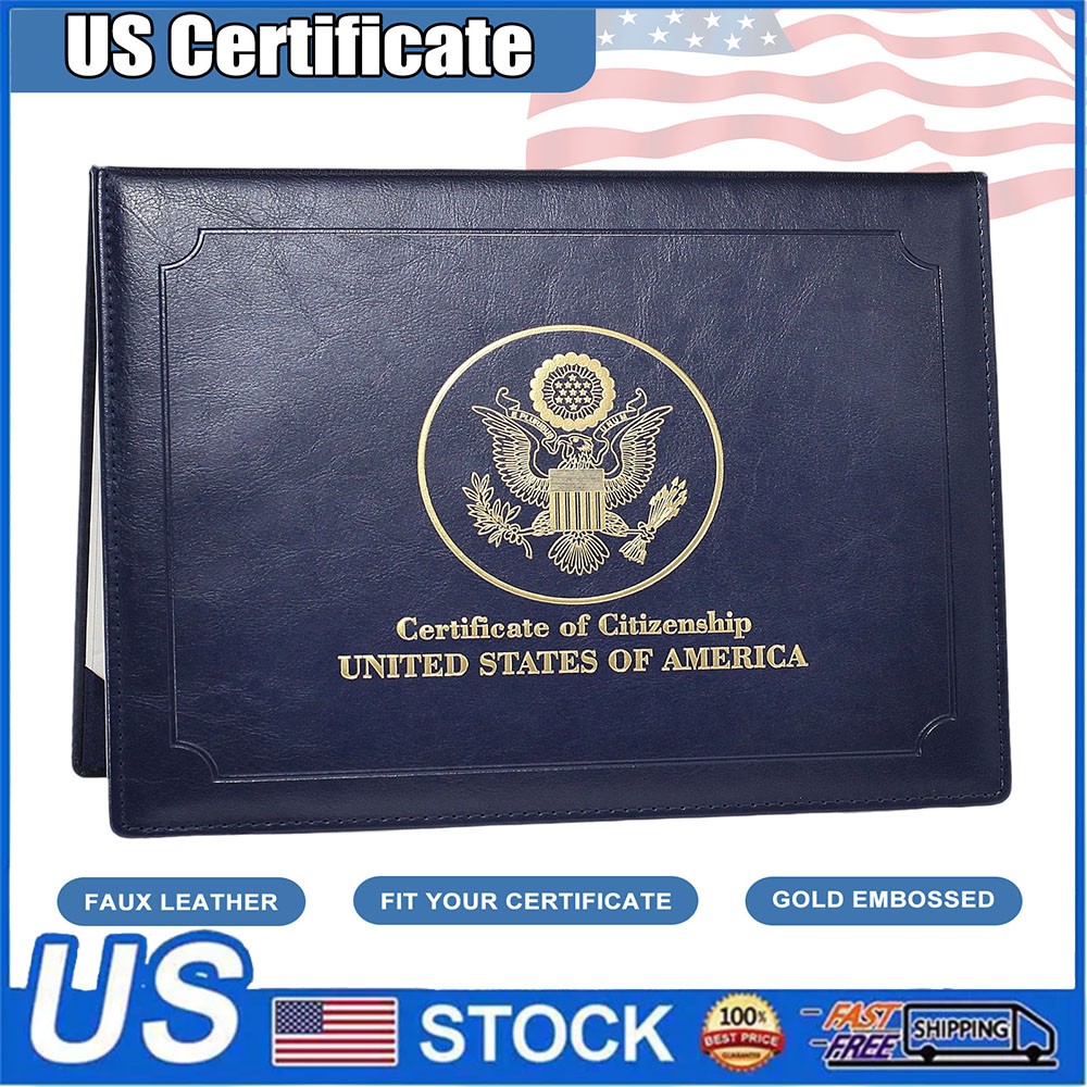 US Citizenship Certificate Holder Naturalization Padded Leatherette Cover