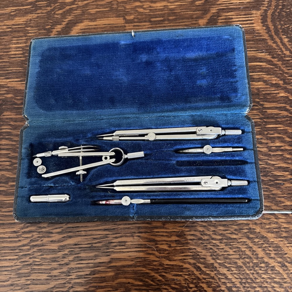 Vintage Precision Instruments Made in Germany Drawing Set Drafting Compasses