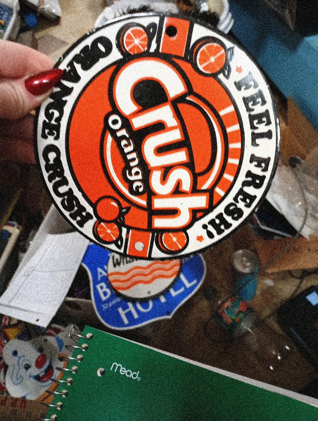 Round Porcelain Feel Fresh! Orange Crush Sign