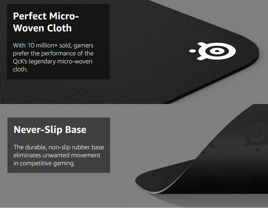 Performance Mousepad, Micro-Woven + Non-Slip, steelseries QcK model, Medium Size