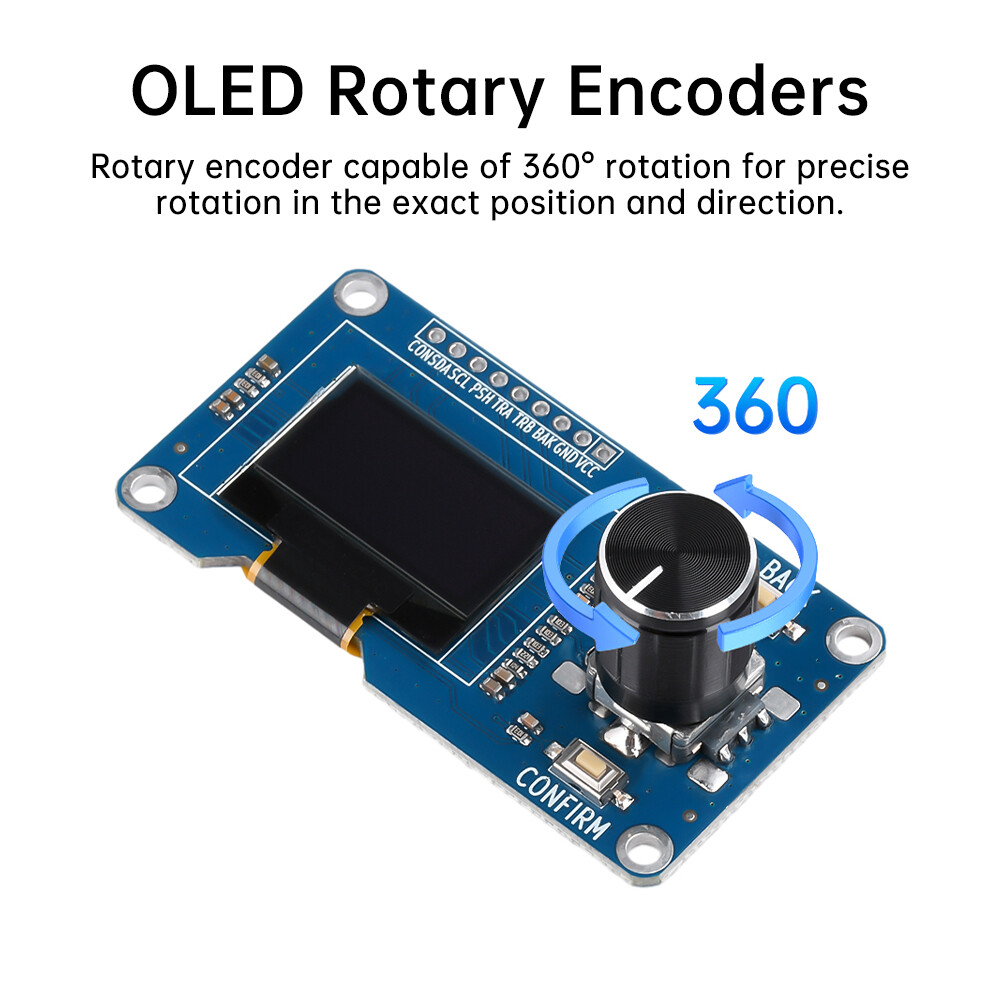 0.96/1.3 Inch OLED Display Screen With EC11 Rotary Encoder Module IIC Interface