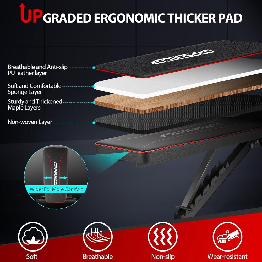 Adjustable Weight Bench Foldable Incline Decline Flat Workout Bench 660lb