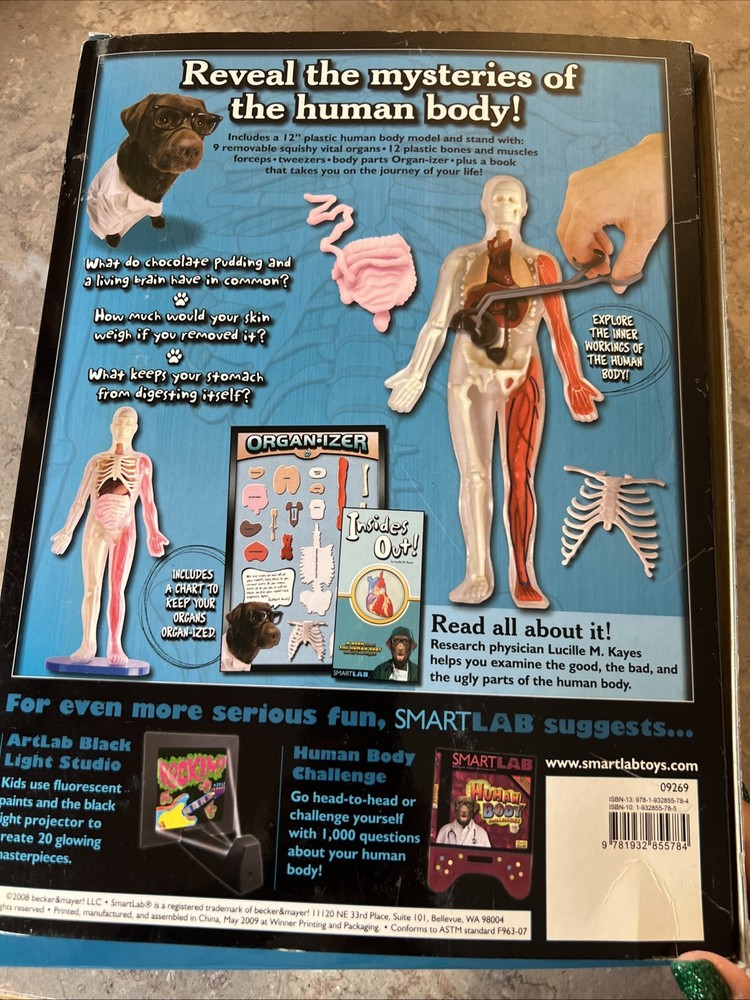 SmartLab You Explore It HUMAN BODY MODEL, Removable SQUISHY ORGANS, Tools & Book