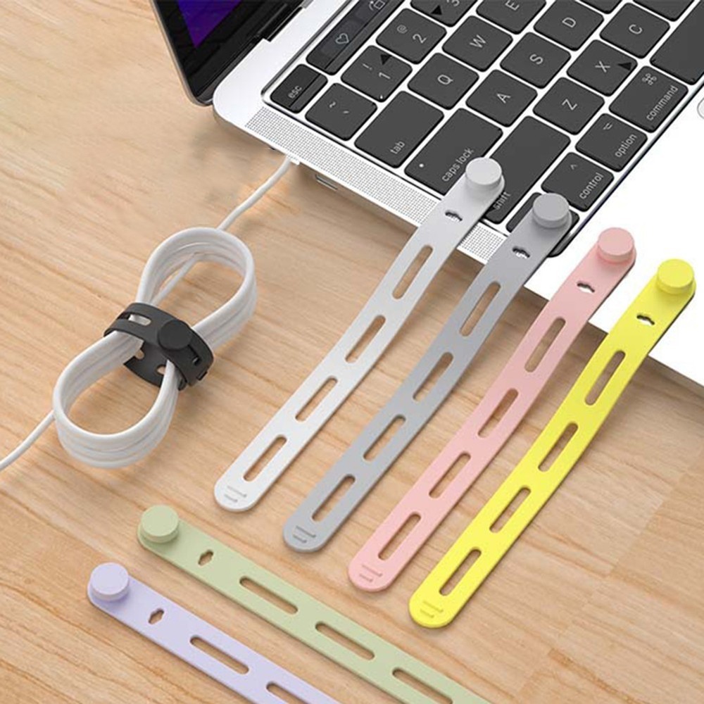Flexible Silicone Cable Ties for Organizing Data and Audio Cables 10 Count