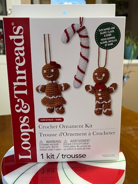 Intermediate Gingerbread Cookies &Candy Cane Crochet Ornament Kit Loops & Thread