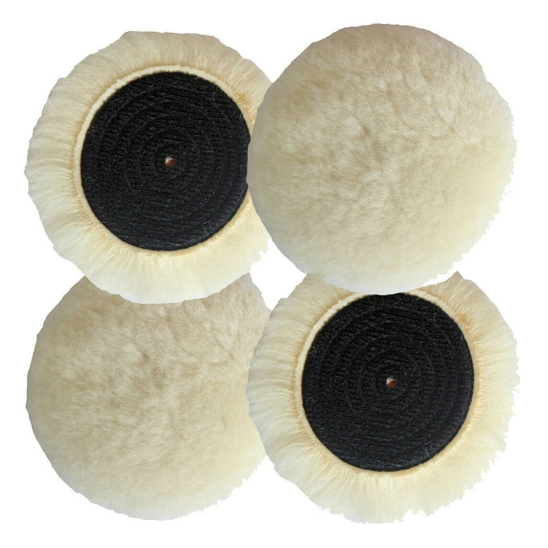4PCS 3inch 100% Wool Polishing Pad Buffing Pads Kit Polishing Buffer Hook & Loop