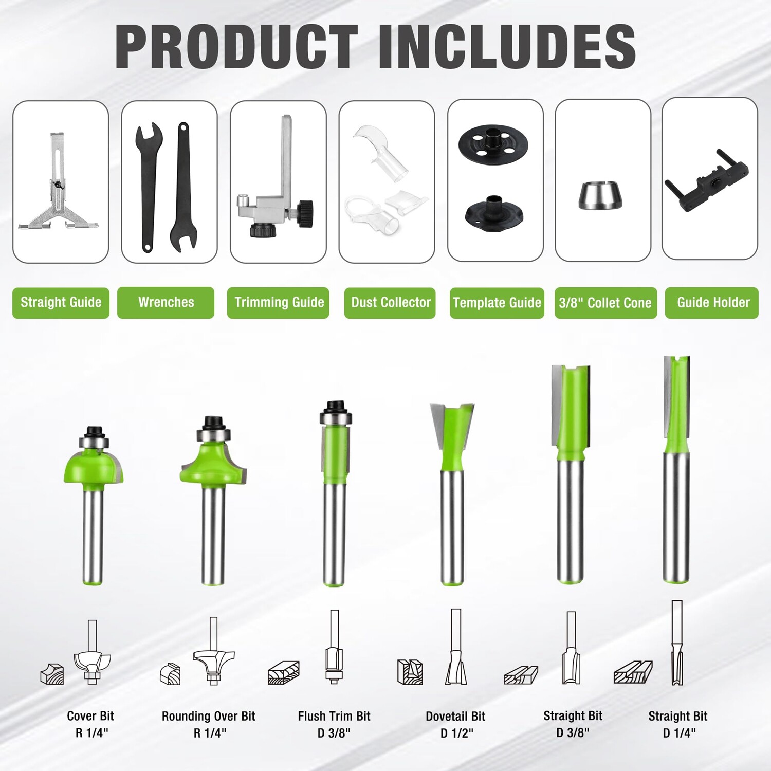 WORKPRO 32000 RPM 6.5 Amp Compact Router Combo Fixed Plunge Base Router 6 Speeds