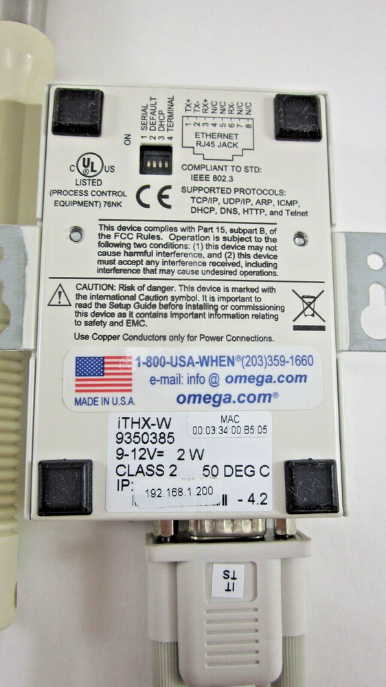 Omega iTHX-W i Server MicroServer Temperature Dew Point Humidity NIB Never Used