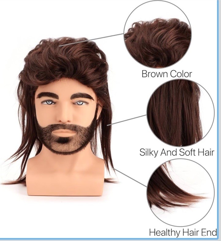 Joe Dirt Mullet Wig - Pop Rock 70s & 80s Funny Wig for Men (Brown)