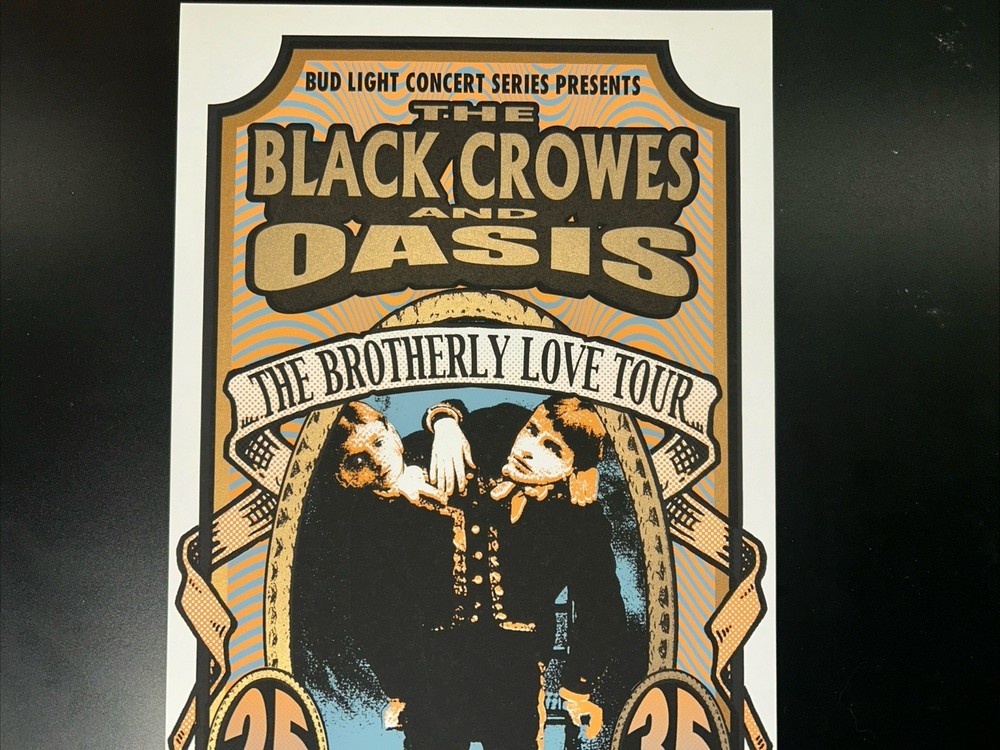 2001-BLACK CROWES/OASIS SILKSCREEN POSTER-MARK ARMINSKI-SIGNED/MINT