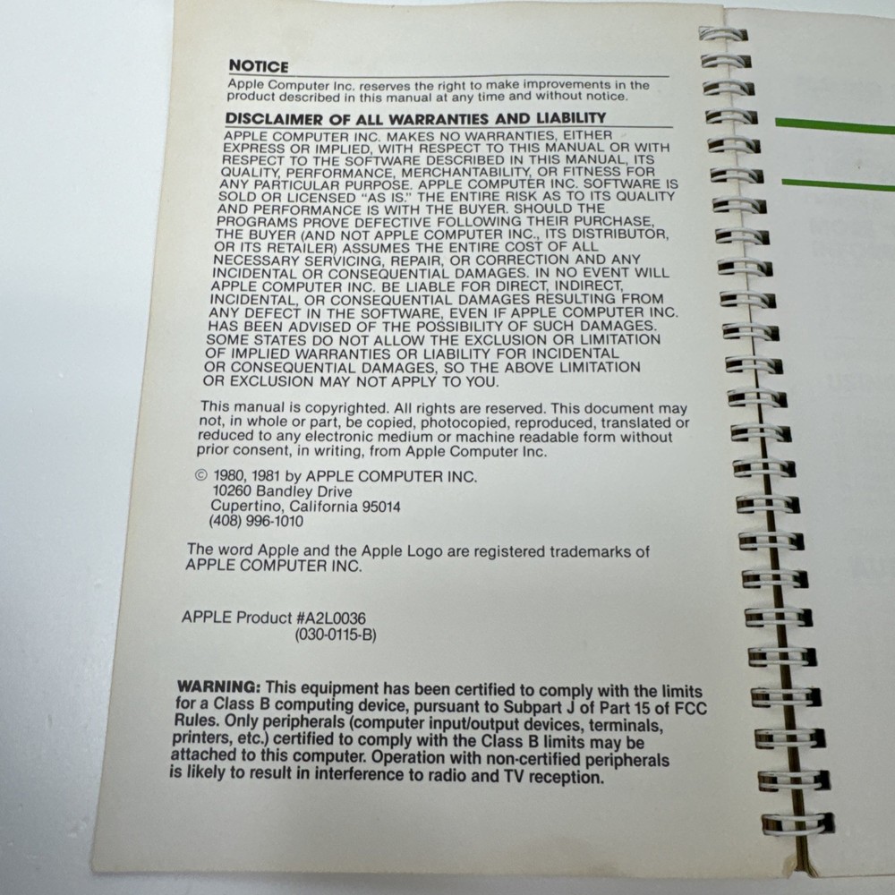 Apple II The DOS Manual Disk Operating System 1981 Printing 030-0115-B