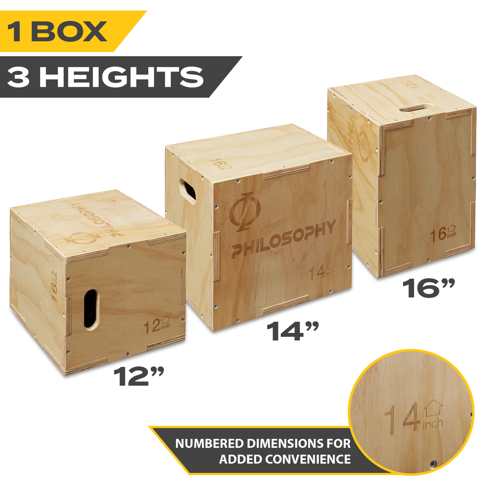 3 in 1 Wood Plyometric Box, Jump Box for Training & Conditioning