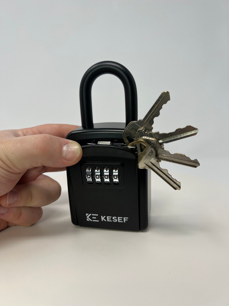 4 Digit Combination Security Lock Box Safe Large 5 Key Waterproof Black