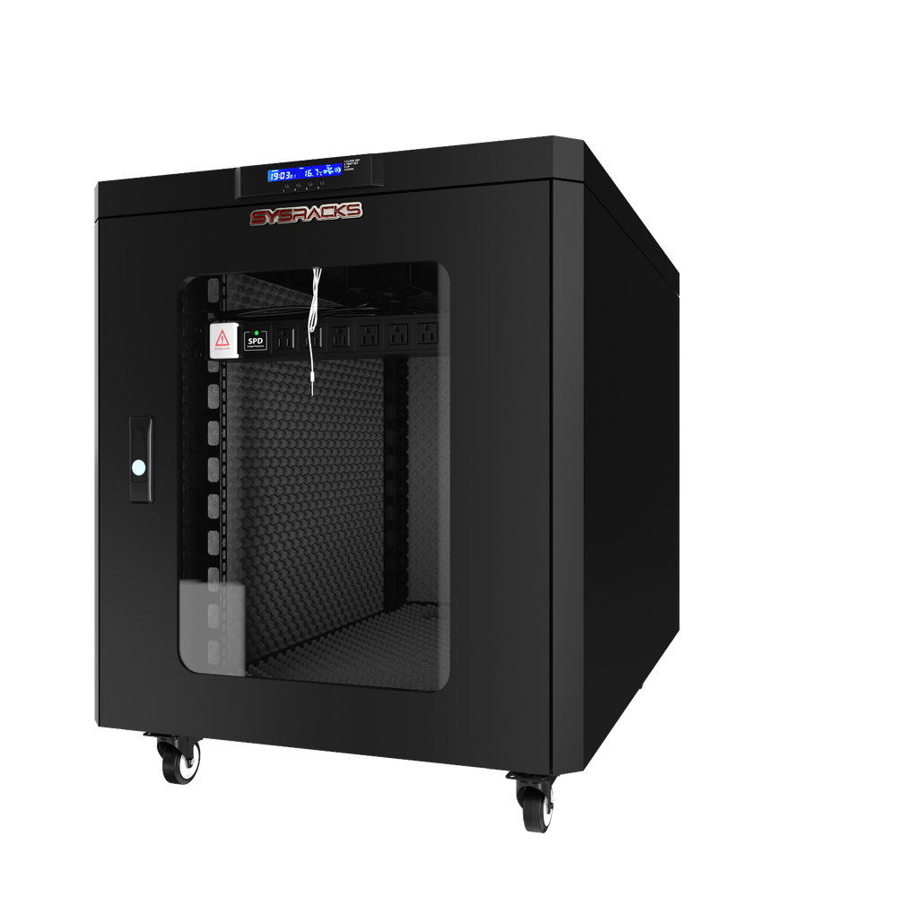 15U Sound proof Server Rack Cabinet Data Network - Cooling System - LCD Screen