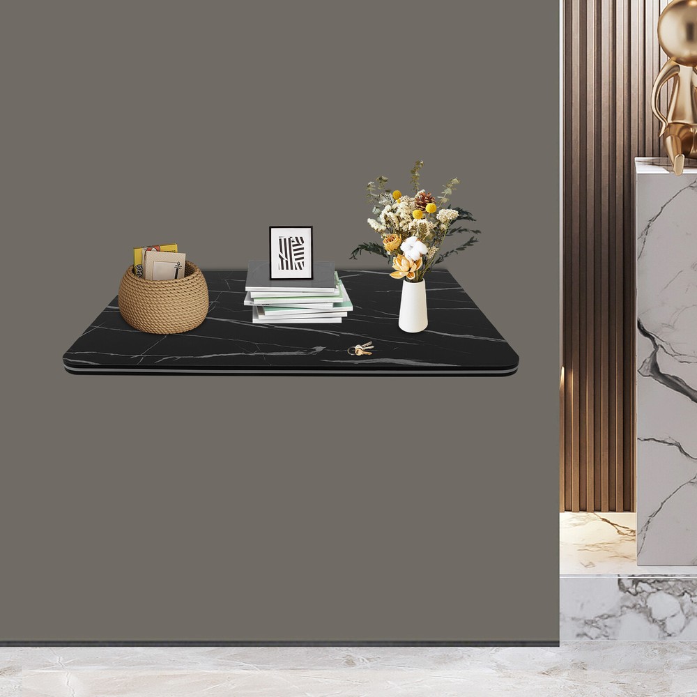Modern Folding Wall Desk Wall-mounted Folding Table Foldable Table Black Indoor