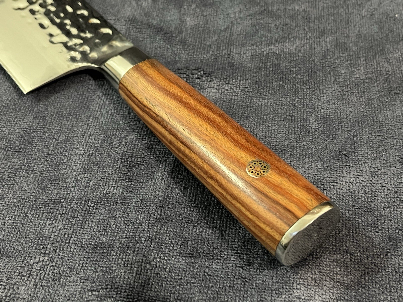 7" Hand Forged Nakiri Knife 9Cr18MoV Steel Cleaver Vegetable Slicer Hammered Fin