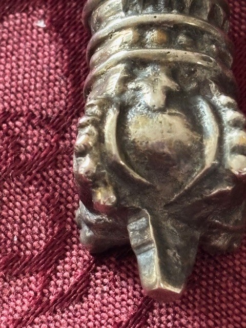 Vintage Pasta Server Black Horn Handle With Silver Plate Crown Tip