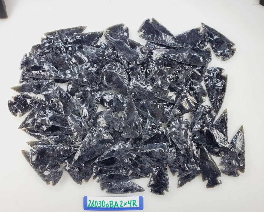 4 Piece 2" Obsidian  Arrowheads - Ceremonial - Hand Knapped - RANDOM PICKS