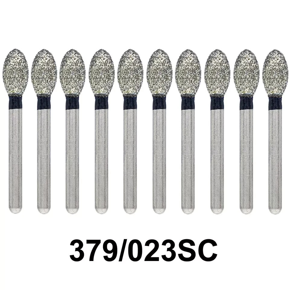 20Pcs Dental Diamond Bur FG Egg Football 379/023SC Super Coarse High Speed Black