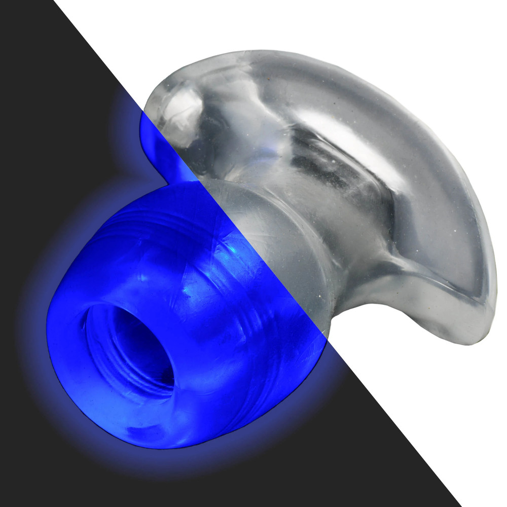 Light-Up LED Anal Dilator Clear Butt Plug Flared Base Open Deep Access Tunnel