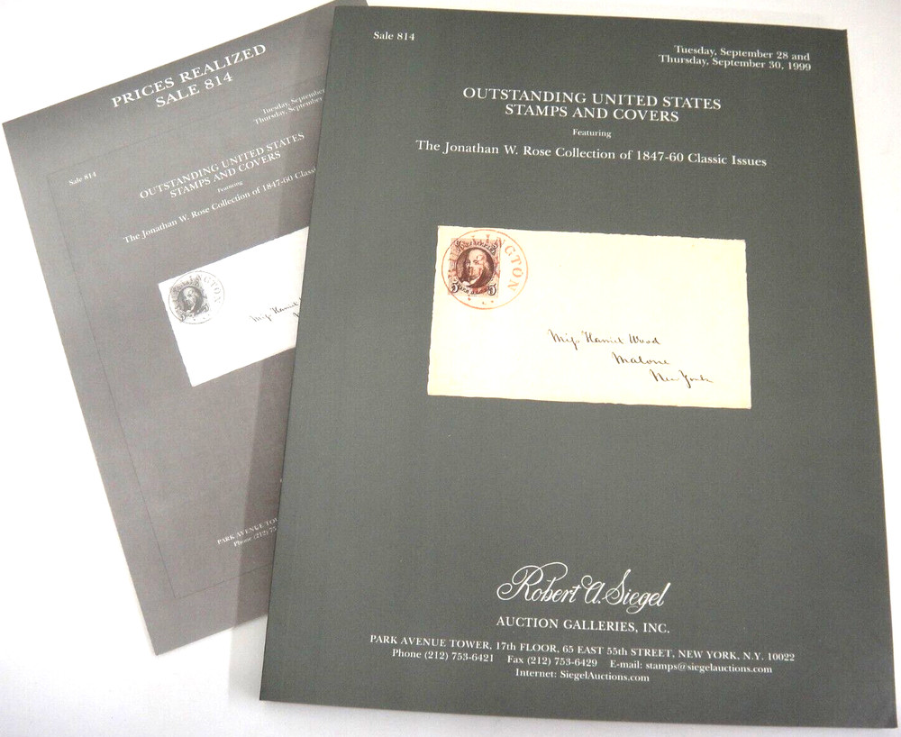 Siegel Auction Catalog w Prices Realized Rose Collection 1847-60 Classic Issues
