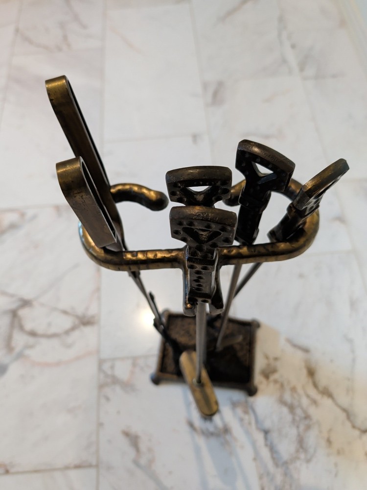 Fireplace Tool Set Vintage Cast Iron