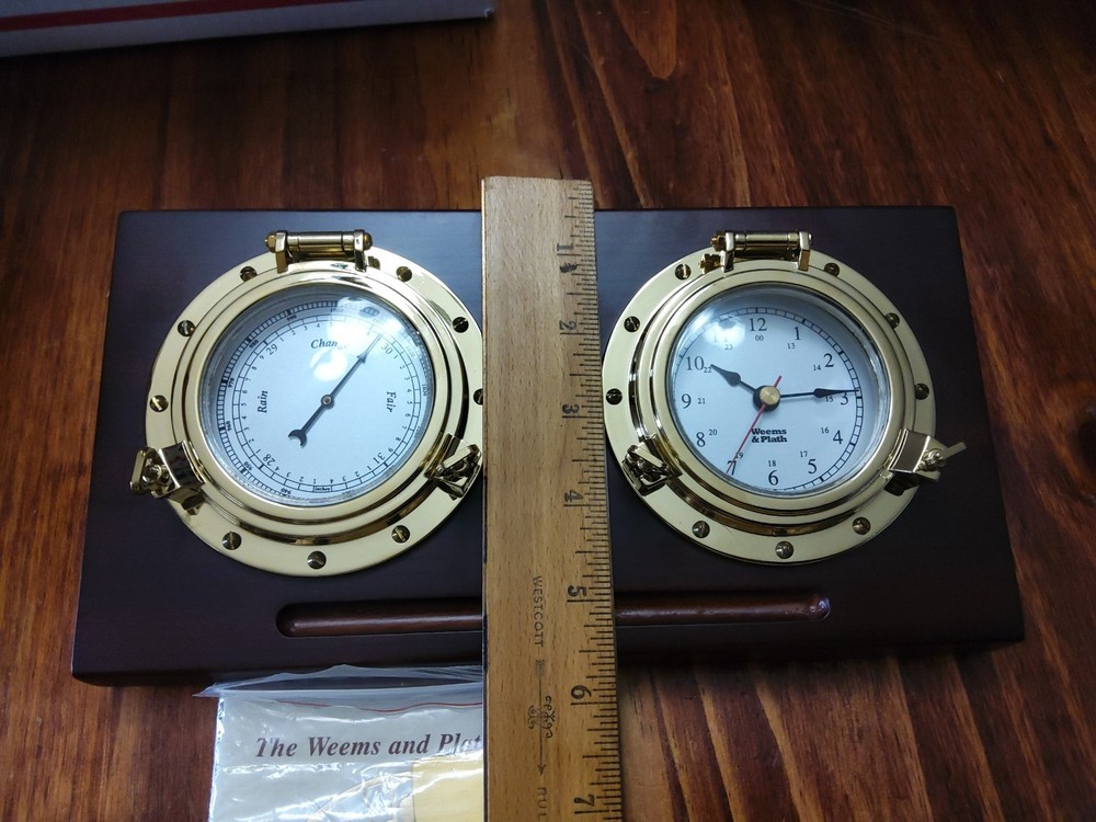 Weems & Plath Porthole Barometer & Clock, With Clock Battery