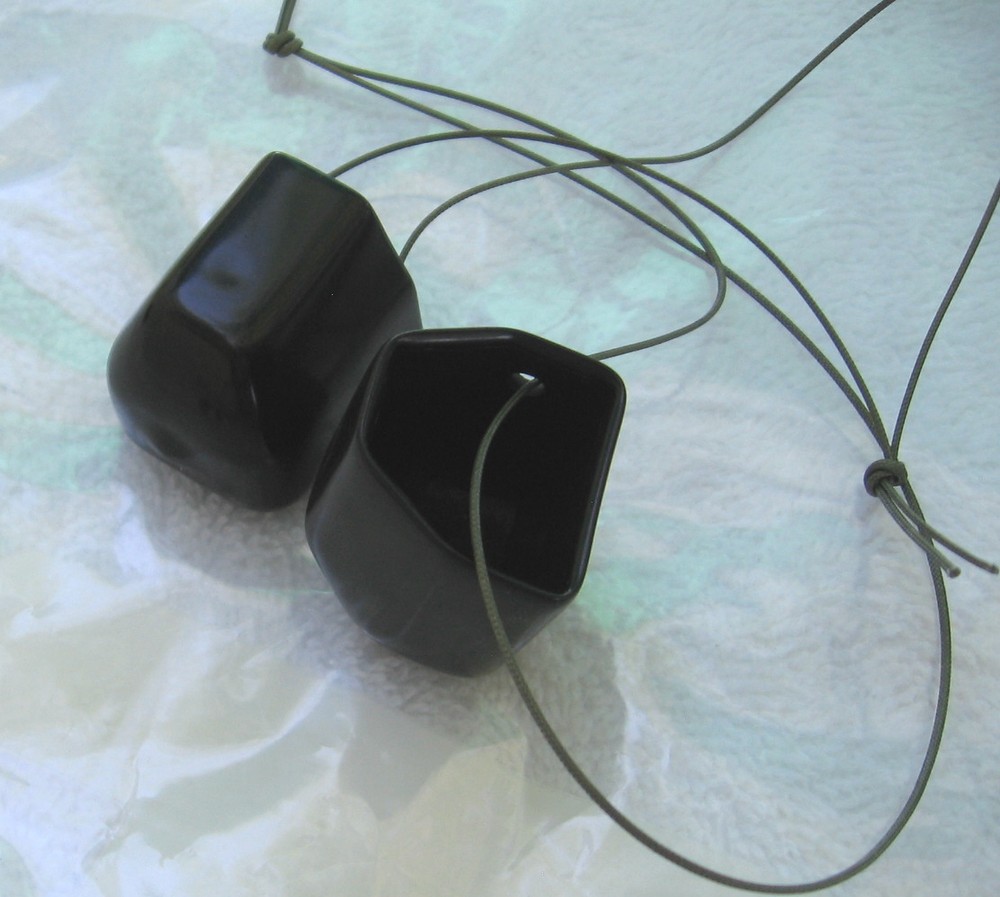 2 Tank Valve Protector Yoke Style Black Plastic Smooth Finish With String