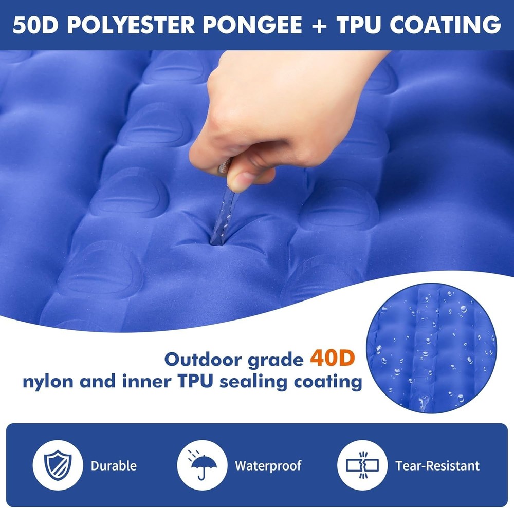 Convenient 4" Extra-Thick Inflatable Sleeping Mat for Camping & Backpacking