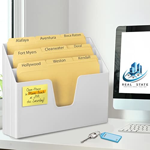 Horizontal Triple File Folder Holder Organizer, Includes 9 Manila Folders