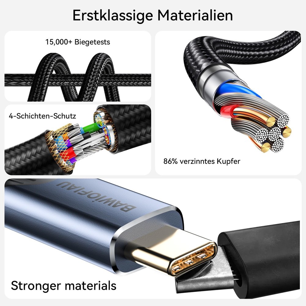 1ft/0.3M usb c to c Extension Cable Compatible with Thunderbolt 5, 1 ft