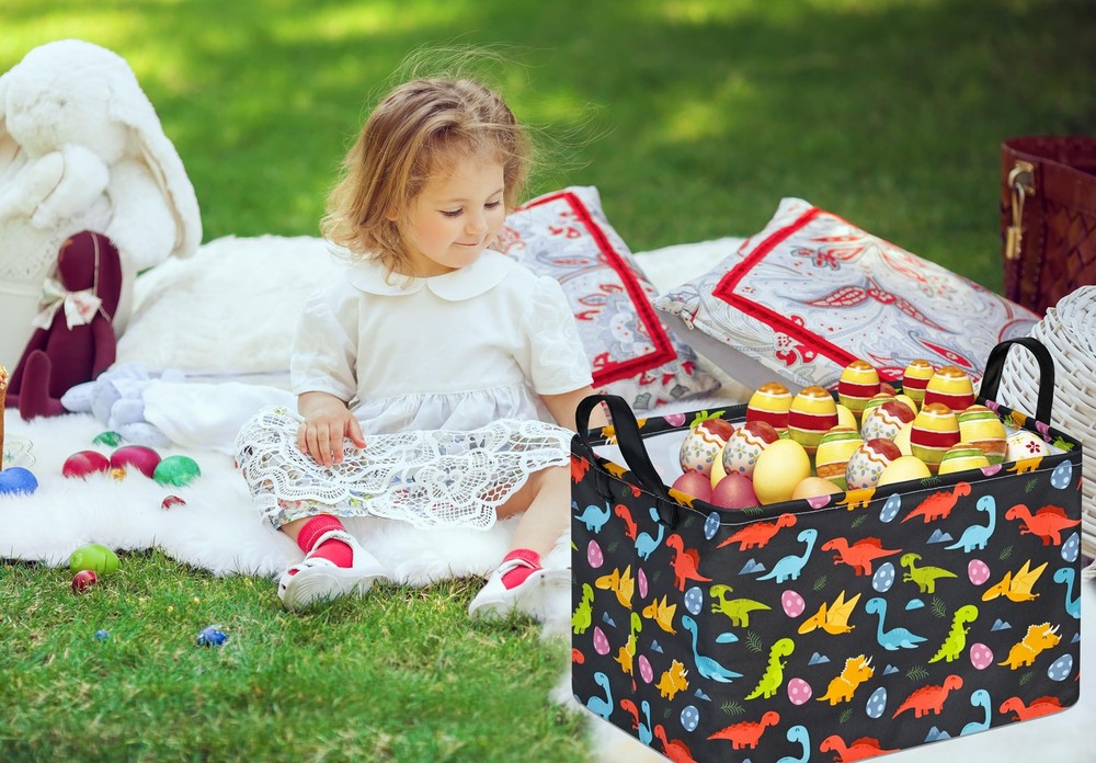 VAIVUSTO Easter Storage Basket Easter Bunny Storage Bin Collapsible Nursery H...