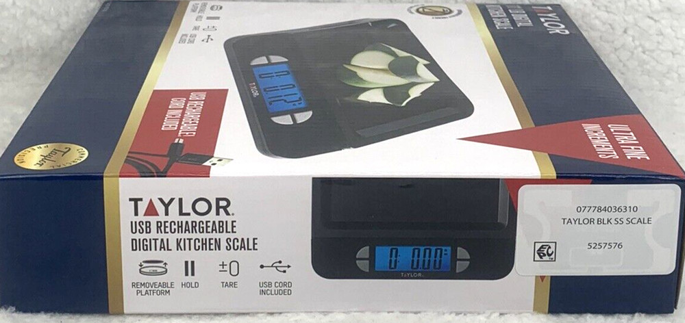 Taylor Kitchen Digital Scale Max 11 Lb. USB Rechargeable Multi-Function Black