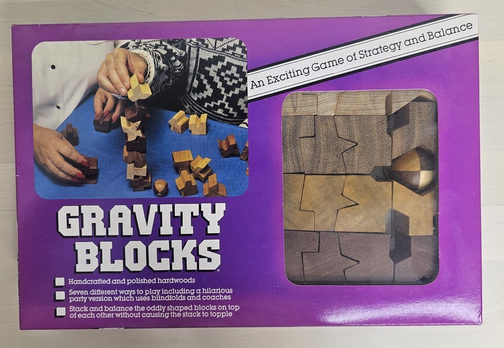 Vintage 1987 Gravity Blocks Blindfolded Stacking Game Fully Complete Excellent
