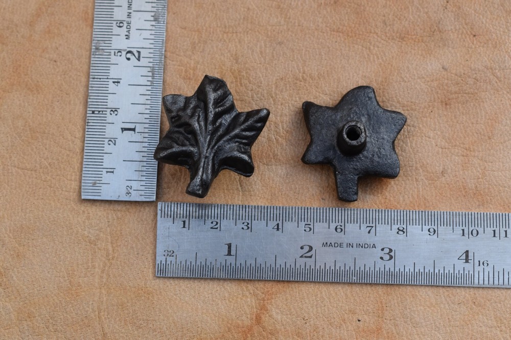 Vintage Cast Iron Knob Leaf shape Door Drawer Cabin handle cupboard knobs 10pc