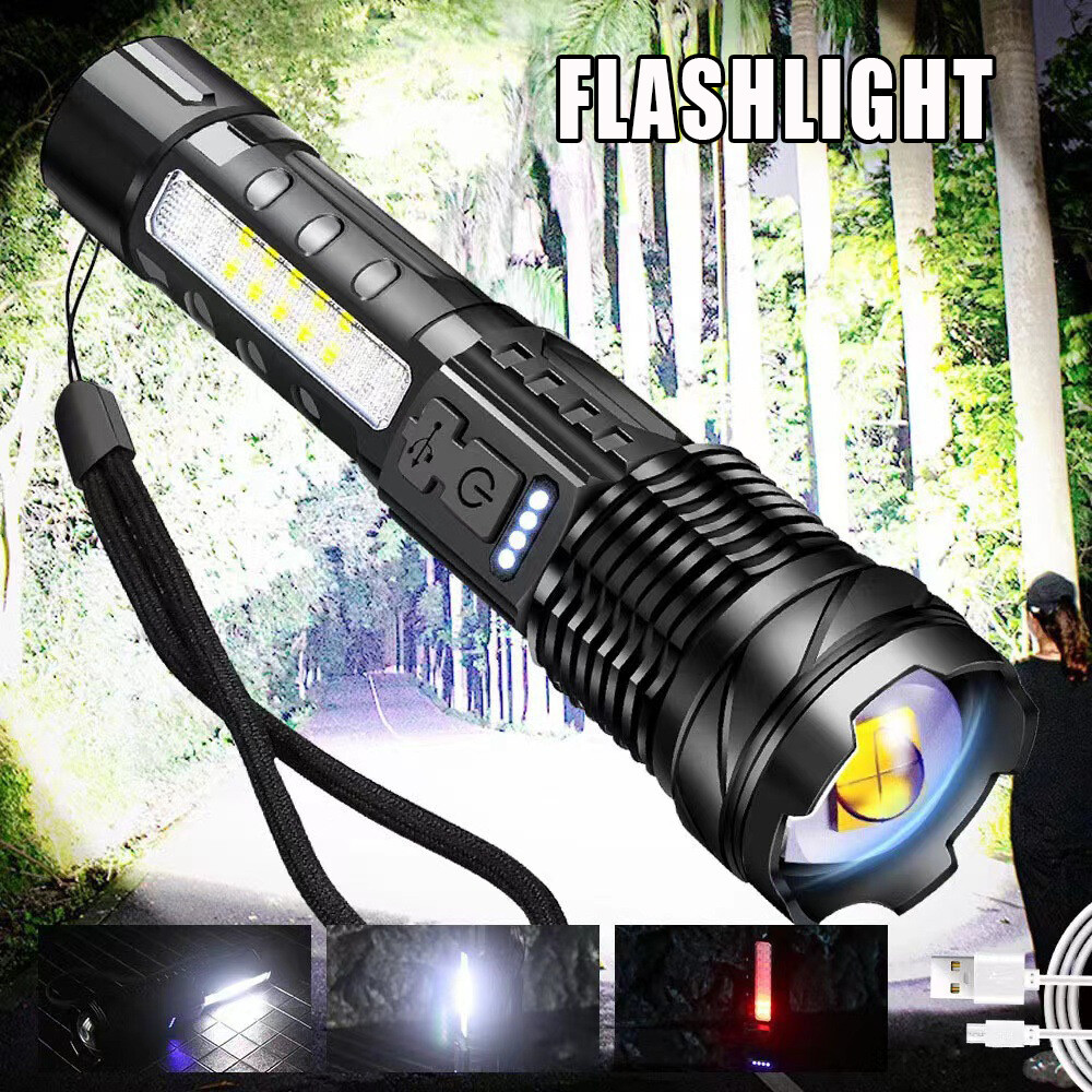 1000000 Lumens Super Bright LED Tactical Flashlight Rechargeable Zoomable 7 Mode