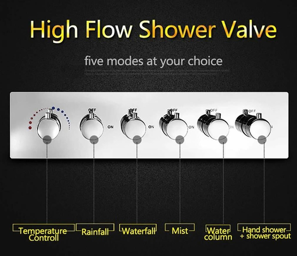 High-pressure water Saving Best LED Shower Multi-Function 15"x28" Brushed Nickel