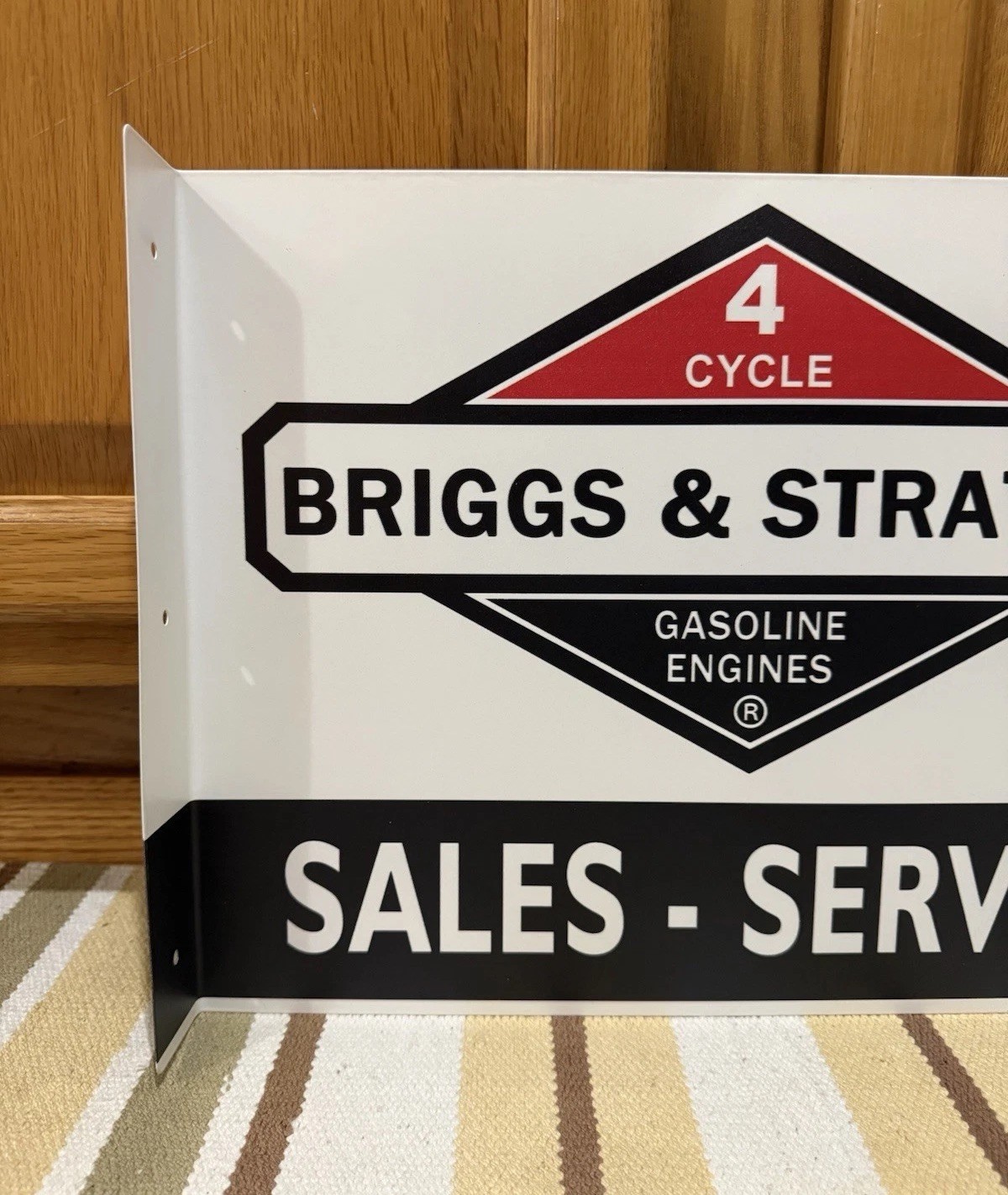 Briggs Stratton Flange Sign Double Sided Sales Service Vintage Style Wall Decor