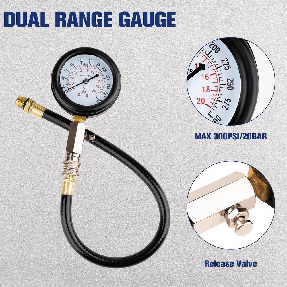 TU-21 Cylinder Leak Down Tester Kit Engine Compression for Car Motorcycle