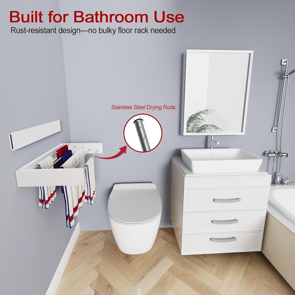 Space-Saving 31.5" Wall Mounted Drying Rack - Stylish Foldable Laundry Solution