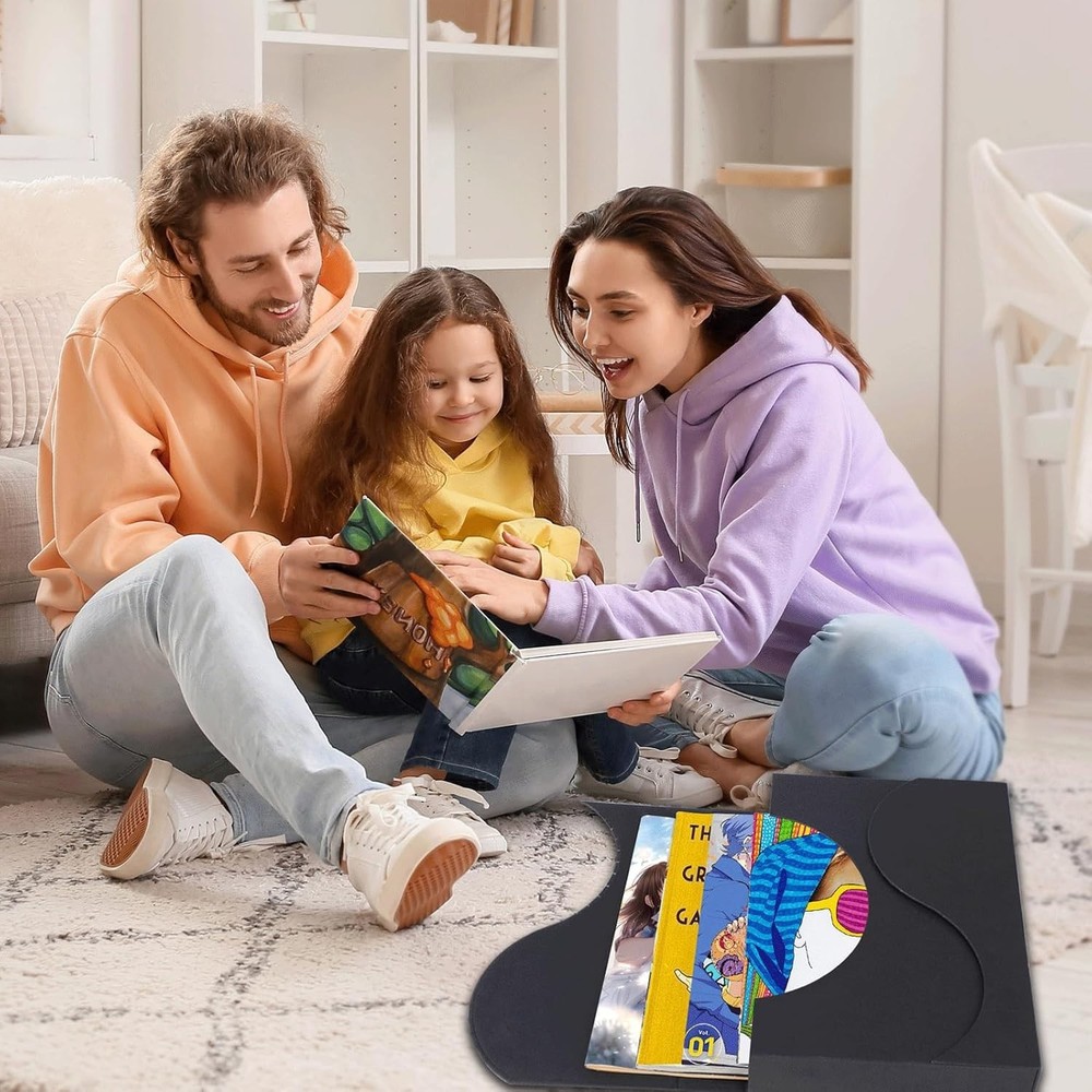 2 Pack Comic Book Storage Boxes Black Portable Durable with Magnetic Closure