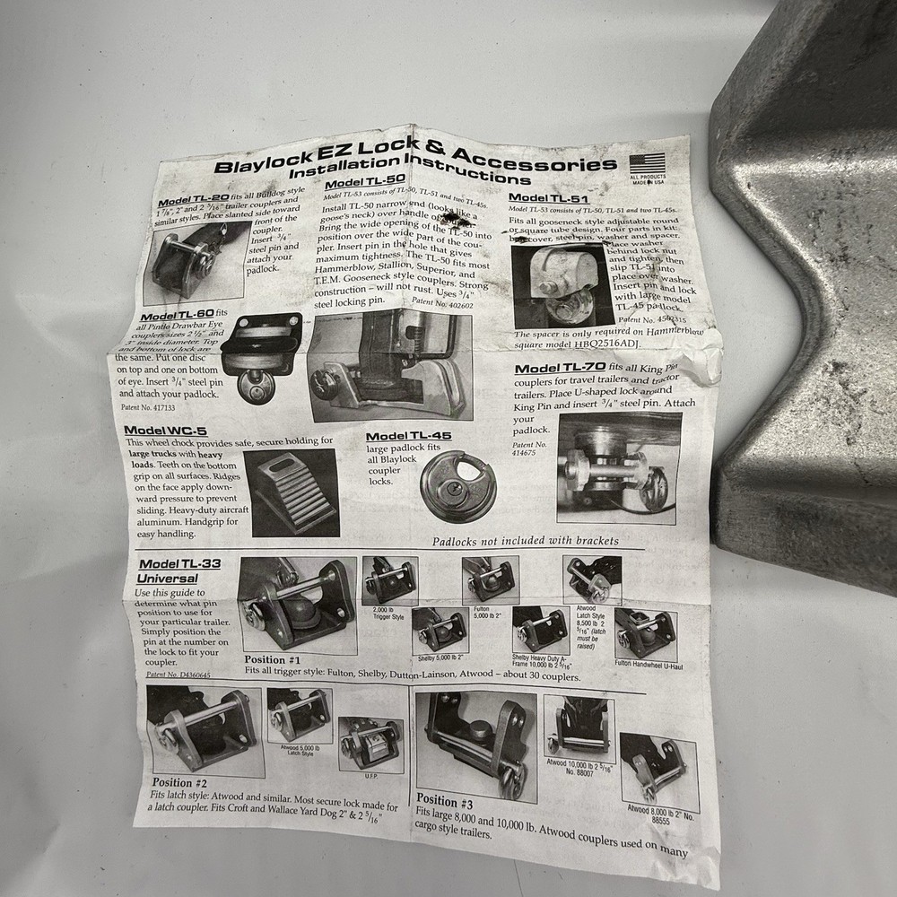 EZ Lock Model TL-50 Coupler Lock