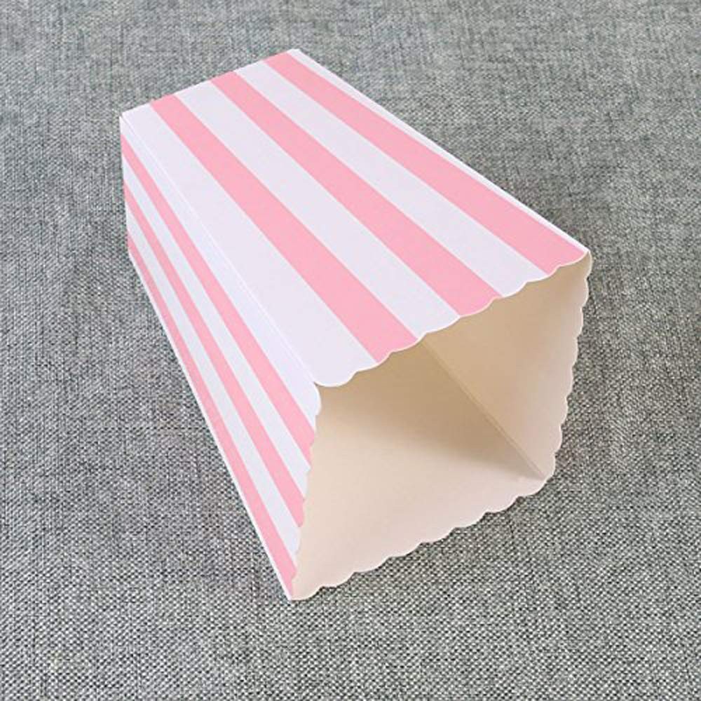 BinaryABC Popcorn Boxes,Stripe Pattern Decorative 24 Count (Pack of 1), Pink