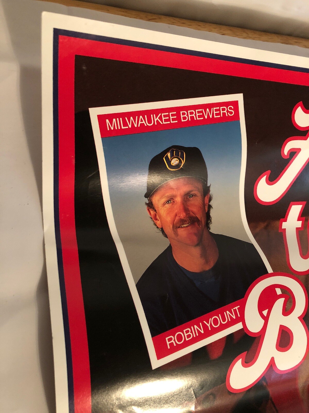 Vtg Milwaukee Brewers Robin Yount Pat Listach Hit The Books WEAC Poster. MLB