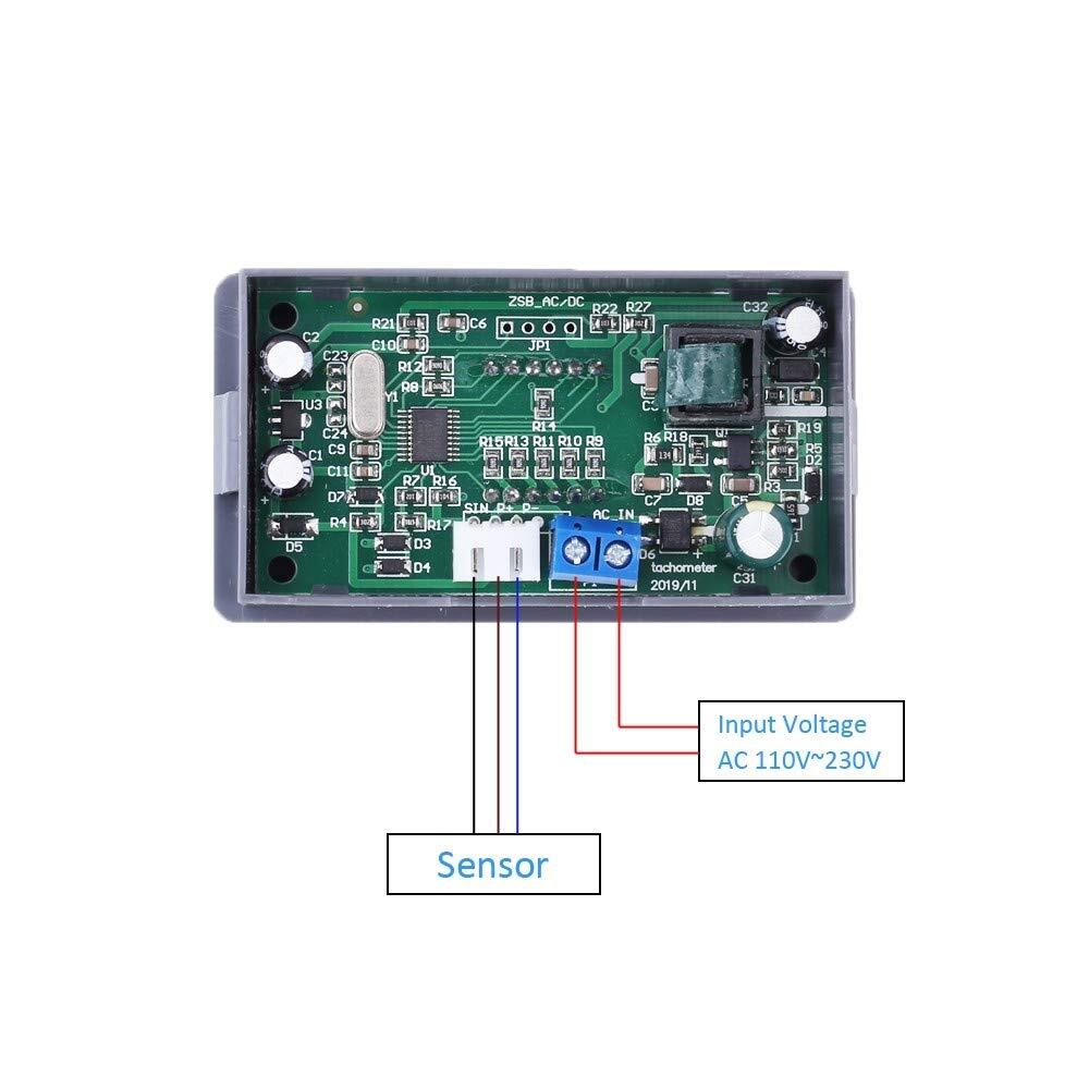 Digital LED TachometerAC 110V 220V 4Bit Digital Speed Meter High Precision RP...
