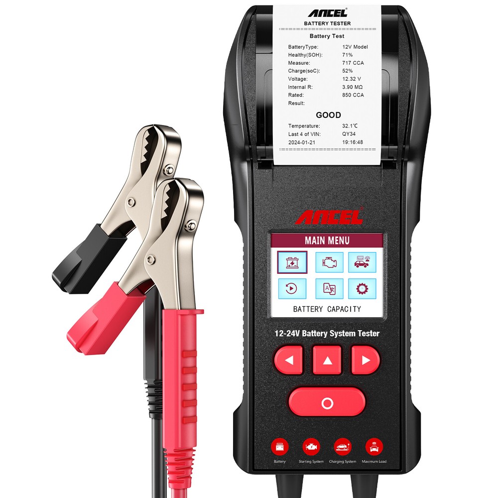 ANCEL BST600 12V & 24V 100-2000CCA Car Battery Tester Analyzer With Printer Tool