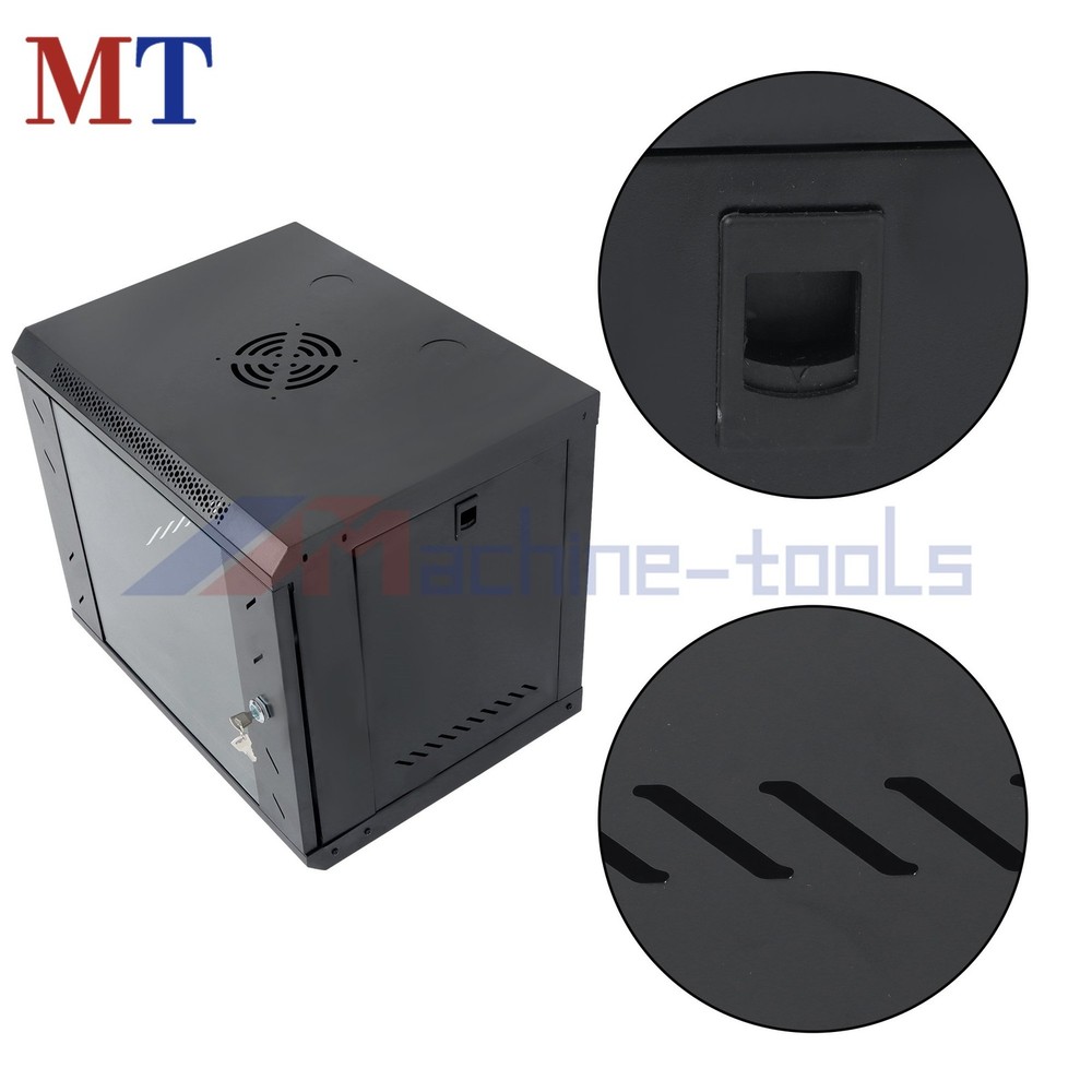 9U Wall Mount Enclosure 15.5" Deep, Lockable Glass Door & Durable Build