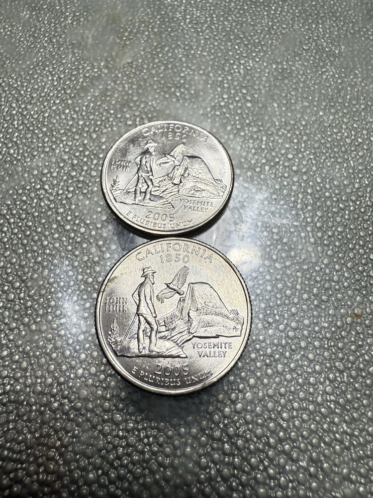 California Quarter P Error Coin Pair 2005